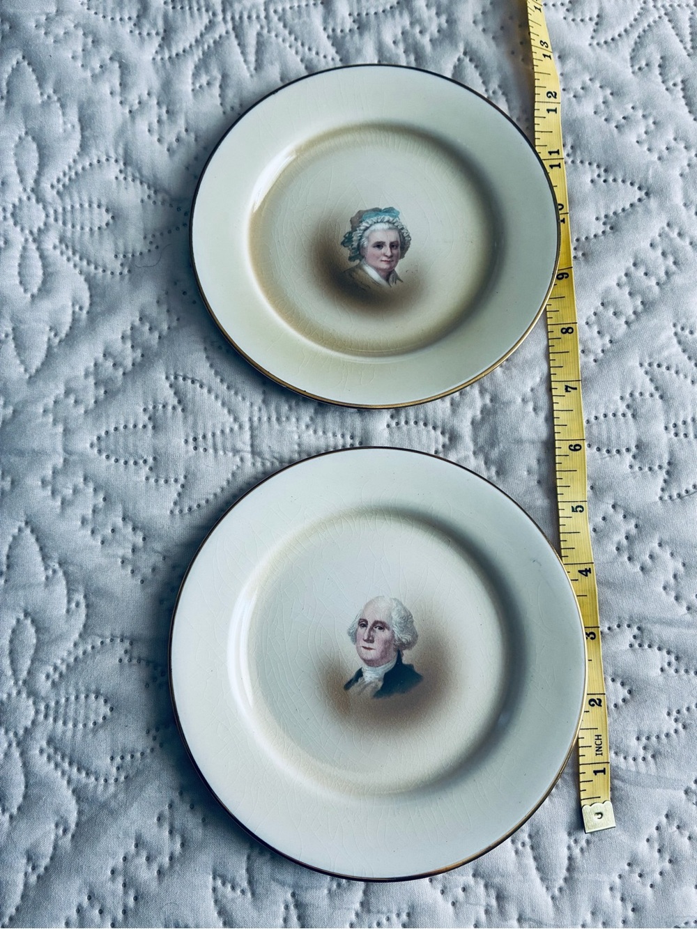 Johnson Brothers George Washington Portrait Plates in White and Gold Trim
